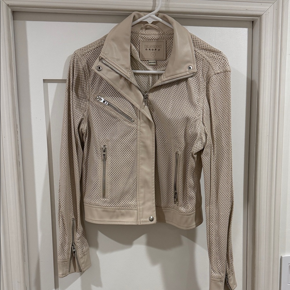 Blank NYC Beige Women's Leather Jacket
